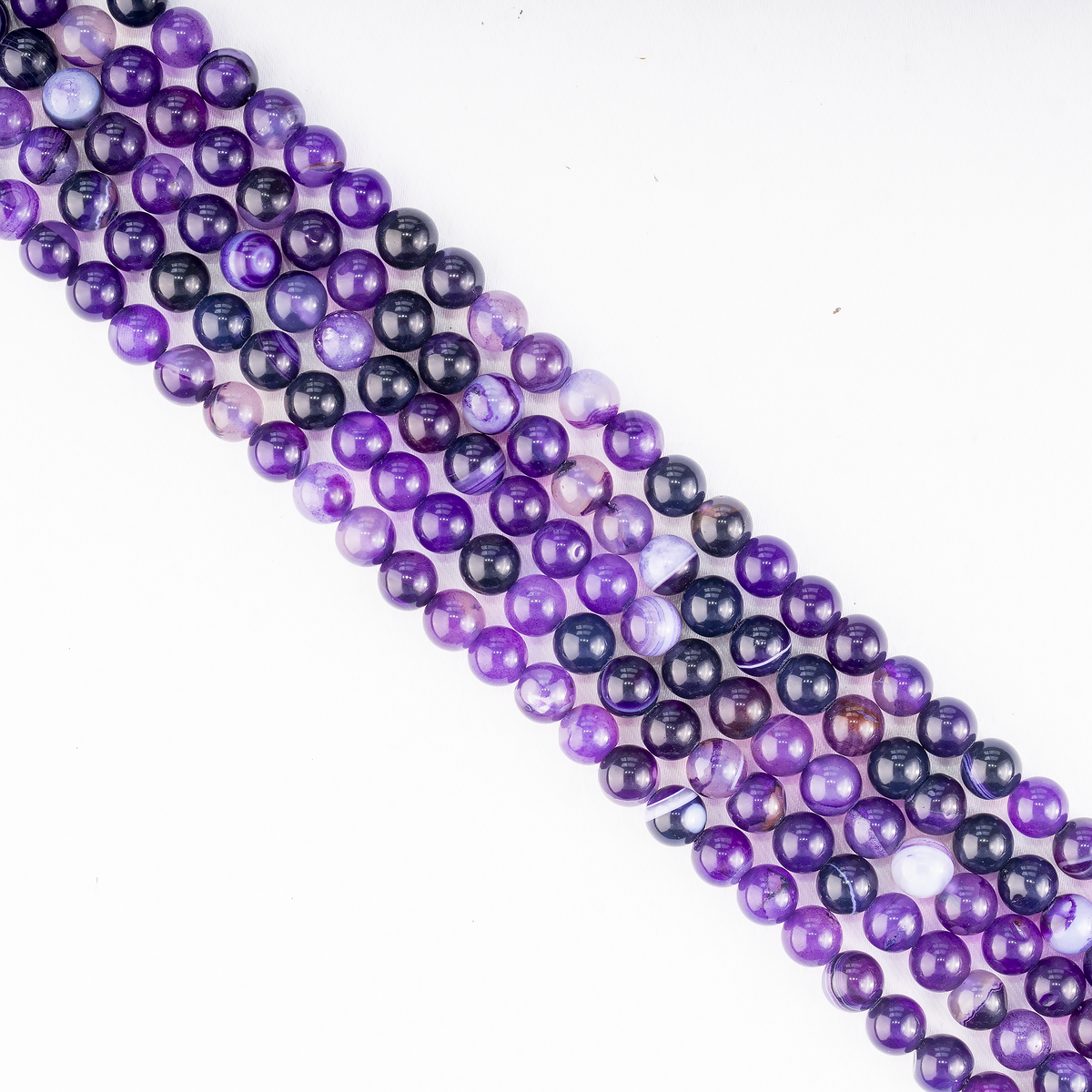 Purple Banded Agate Beads, Natural Crystal Round Beads 6mm to 10mm