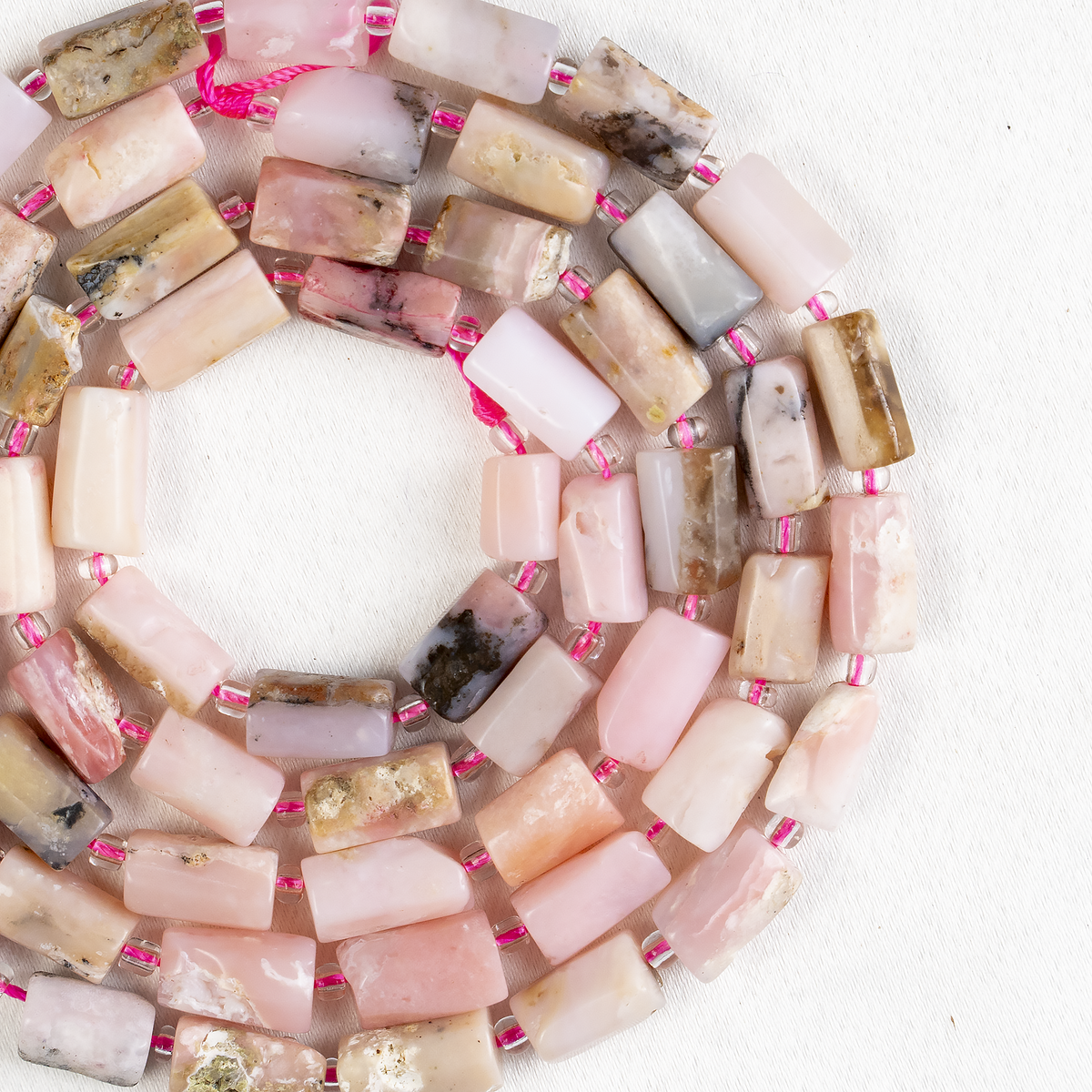Pink Opal Gemstone Pipe Bead, Crystal Healing Tube Beads.
