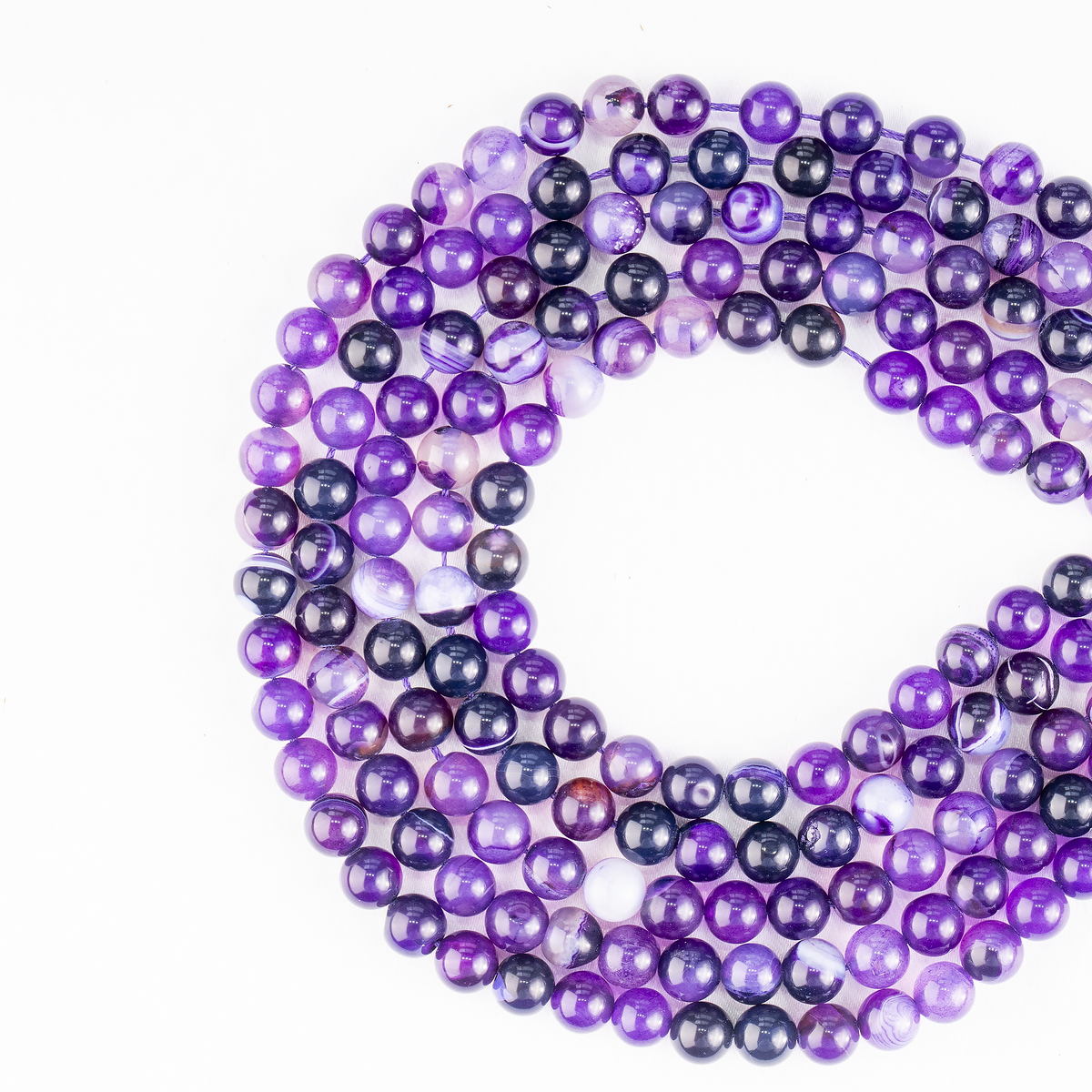 Purple Banded Agate Beads, Natural Crystal Round Beads 6mm to 10mm