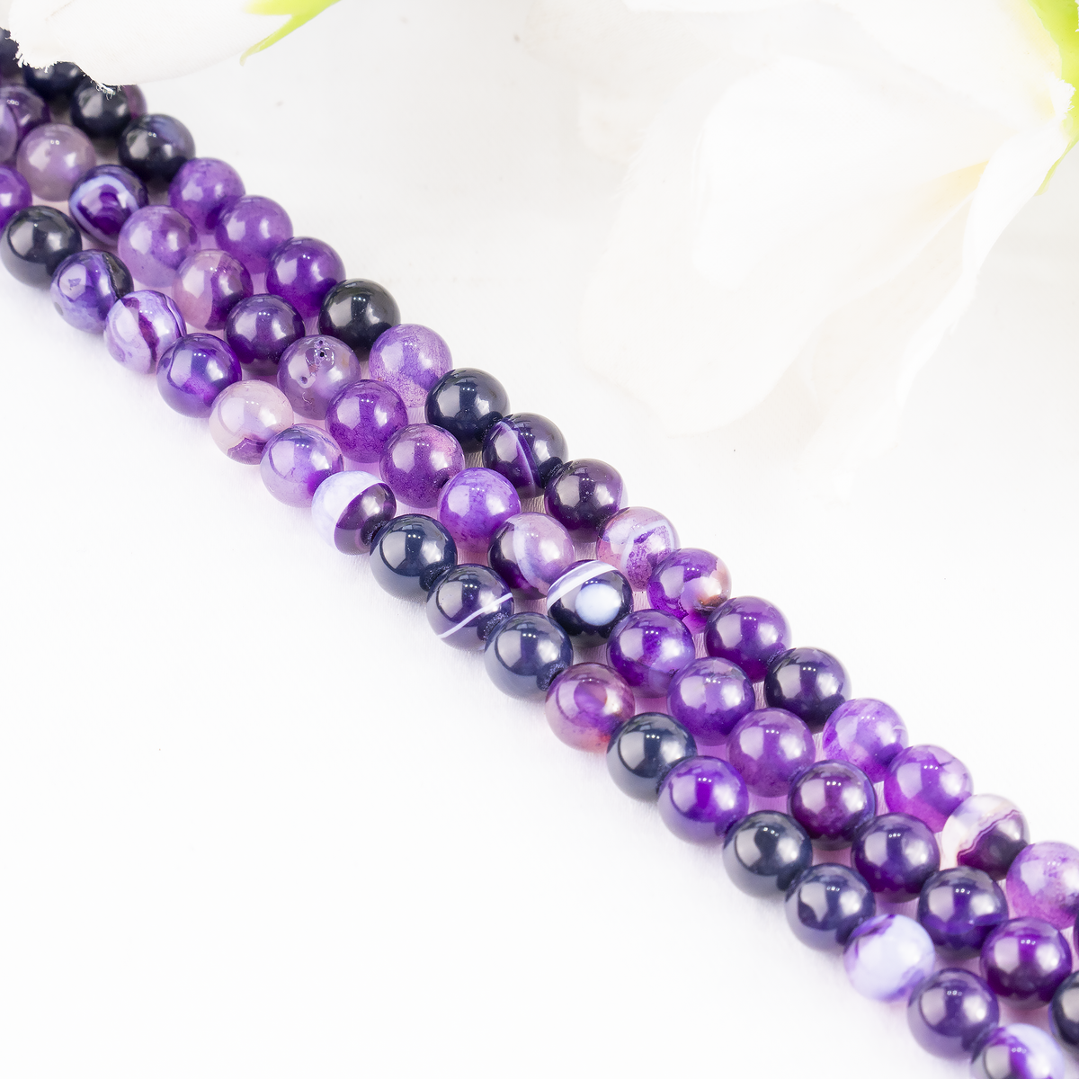 Purple Banded Agate Beads, Natural Crystal Round Beads 6mm to 10mm