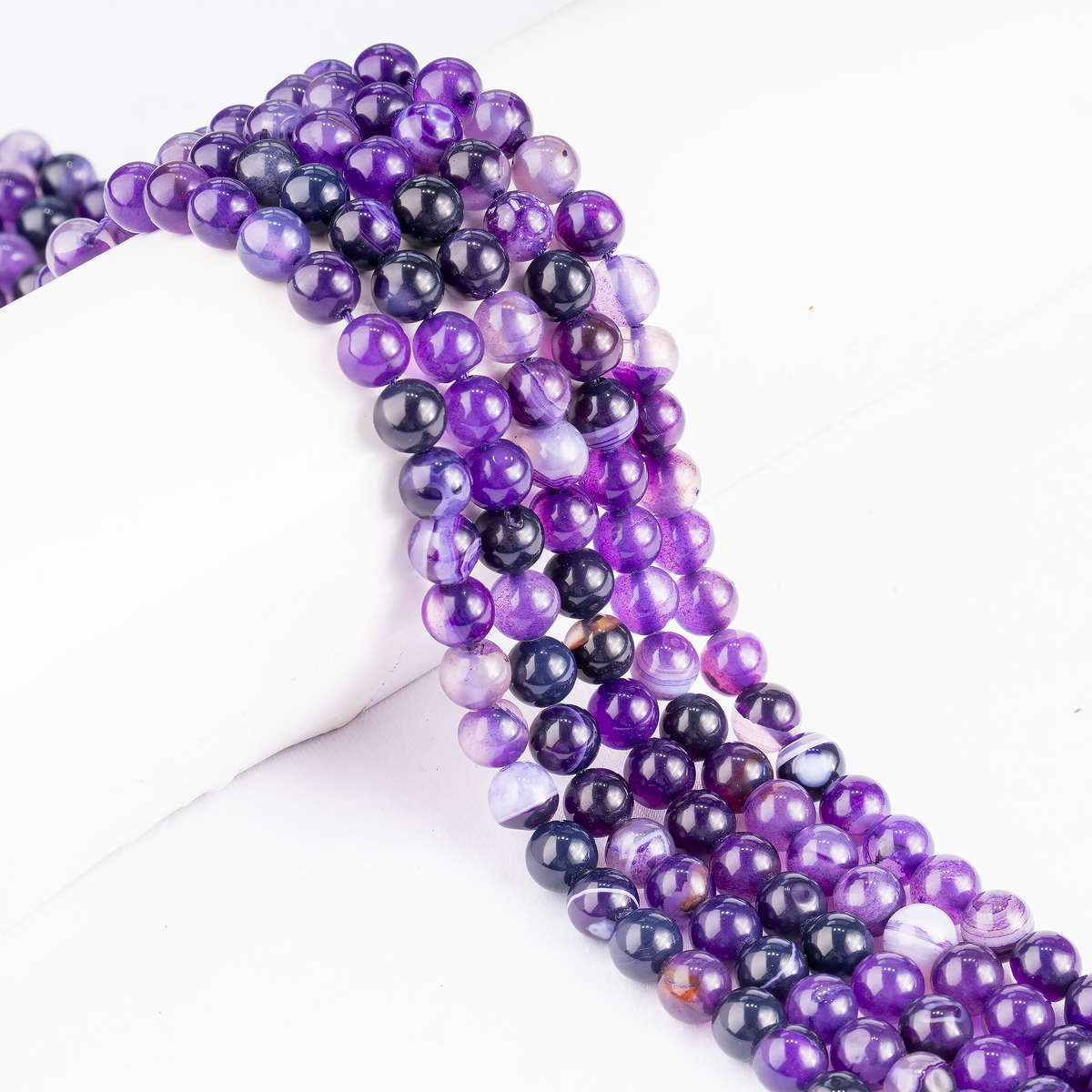 Purple Banded Agate Beads, Natural Crystal Round Beads 6mm to 10mm