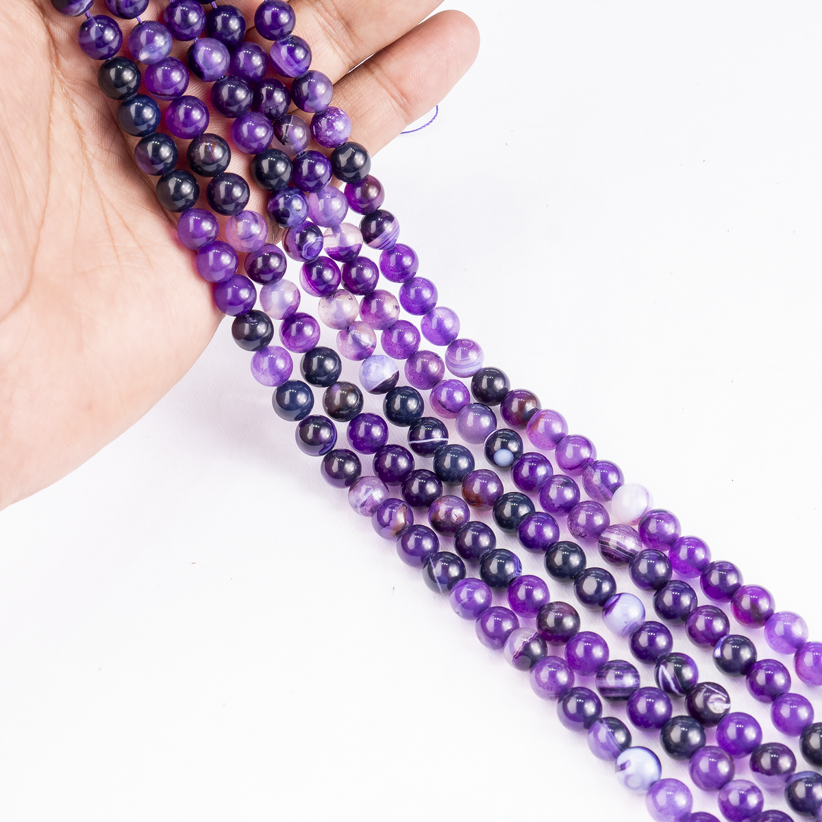 Purple Banded Agate Beads, Natural Crystal Round Beads 6mm to 10mm