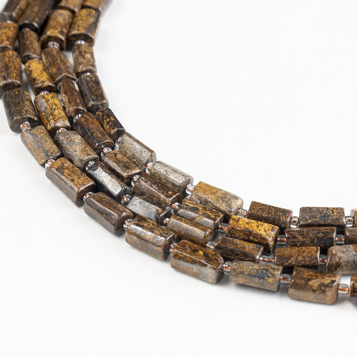 Bronzite  Gemstone Pipe Bead, Crystal Healing Tube Beads.