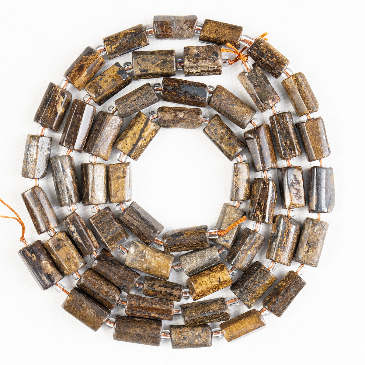 Bronzite  Gemstone Pipe Bead, Crystal Healing Tube Beads.