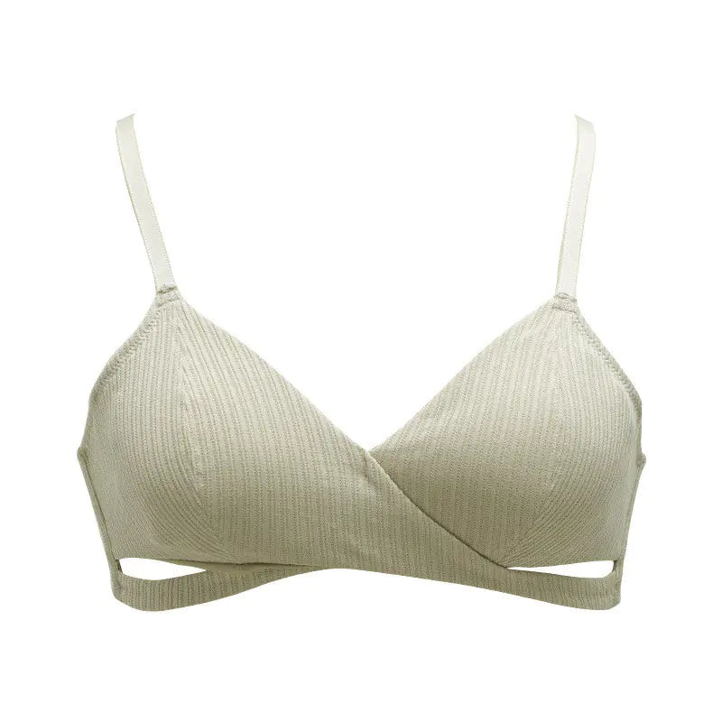 Guerre New Thin Wireless Cross Lace Triangle Bra - Lingerie