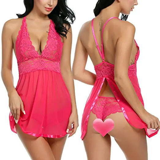 Open-Slit Lingerie Set for Women