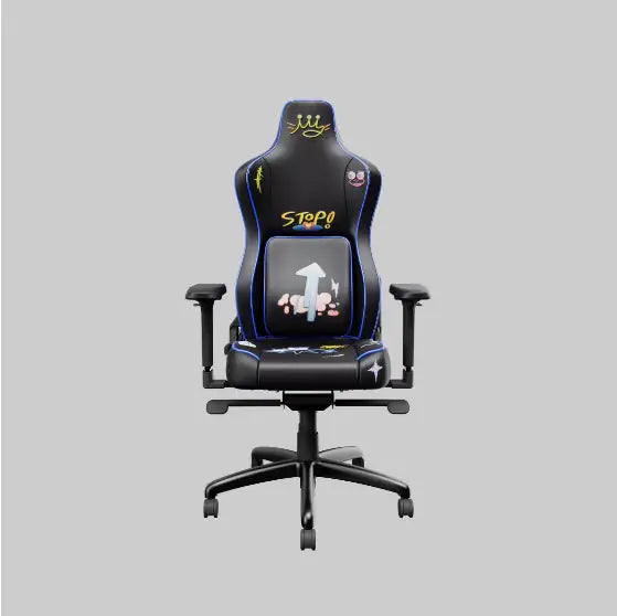Cute black leather gaming chair support ensures optimal comfort and spine health pain-free back