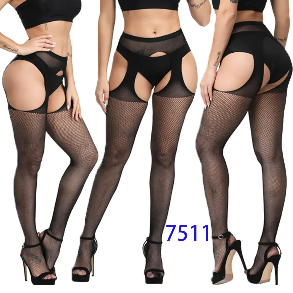 New Women's High Elasticity Open-Crotch Fishnet Stockings - Lingerie