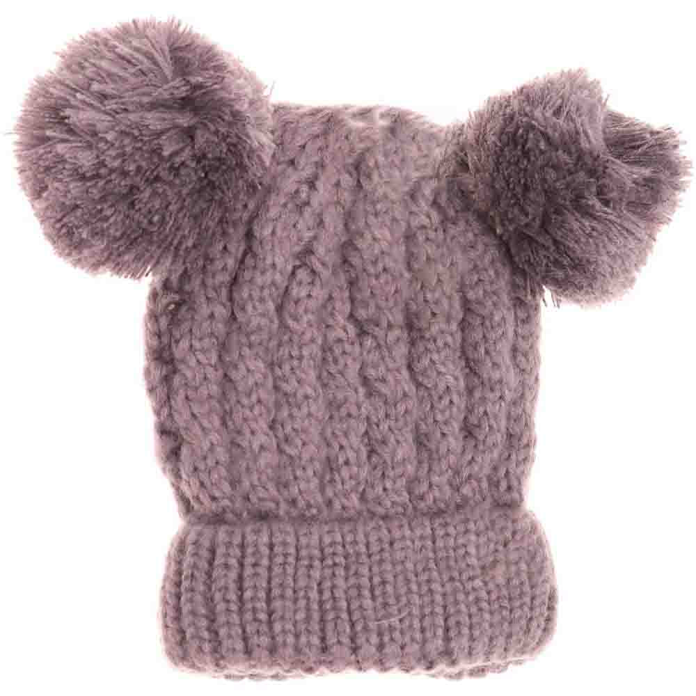 Kids Solid Double Pom C.C Beanies