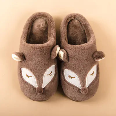 Cute Thick Winter Cotton Slippers for Couples - Fox Design- 888