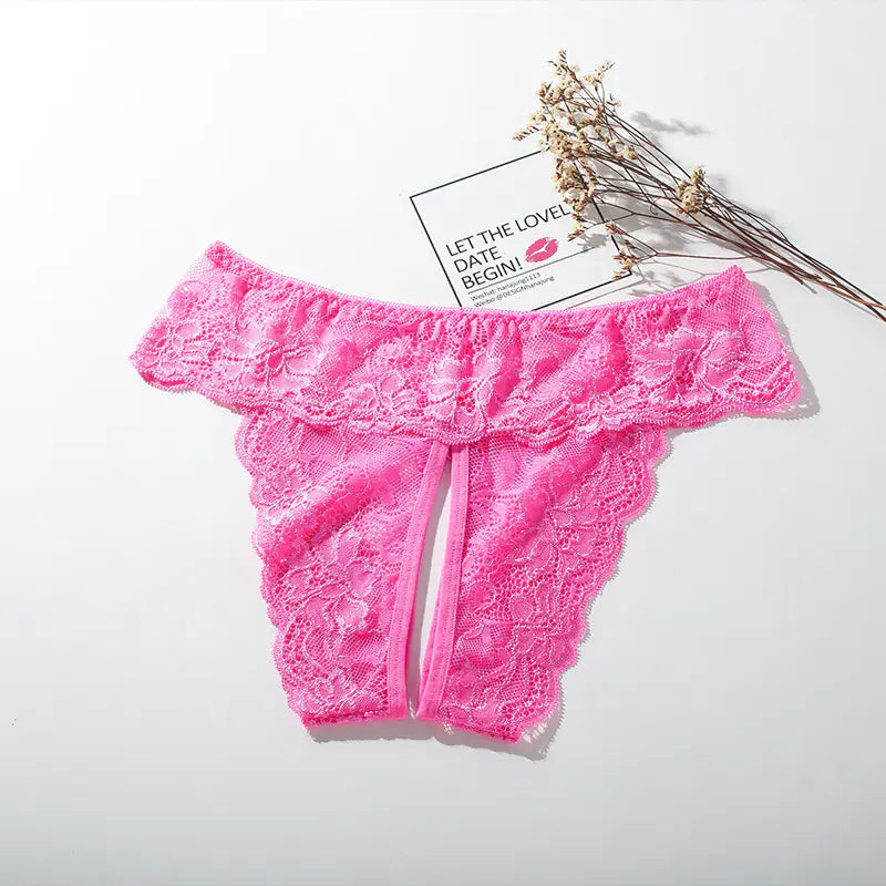 Large Size Open Crotch Lace Panties for Daily Wear - Lingerie