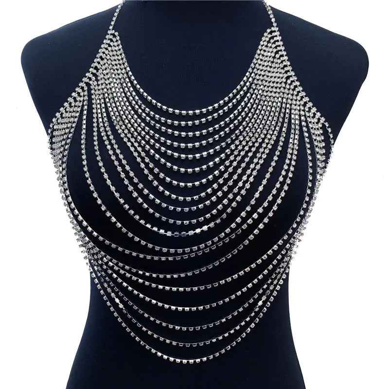 Exaggerated Rhinestone Body Chain for Nightclubs - Lingerie