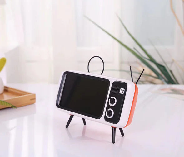 PTH800 Retro TV Phone Stand with Mini Bluetooth Speaker