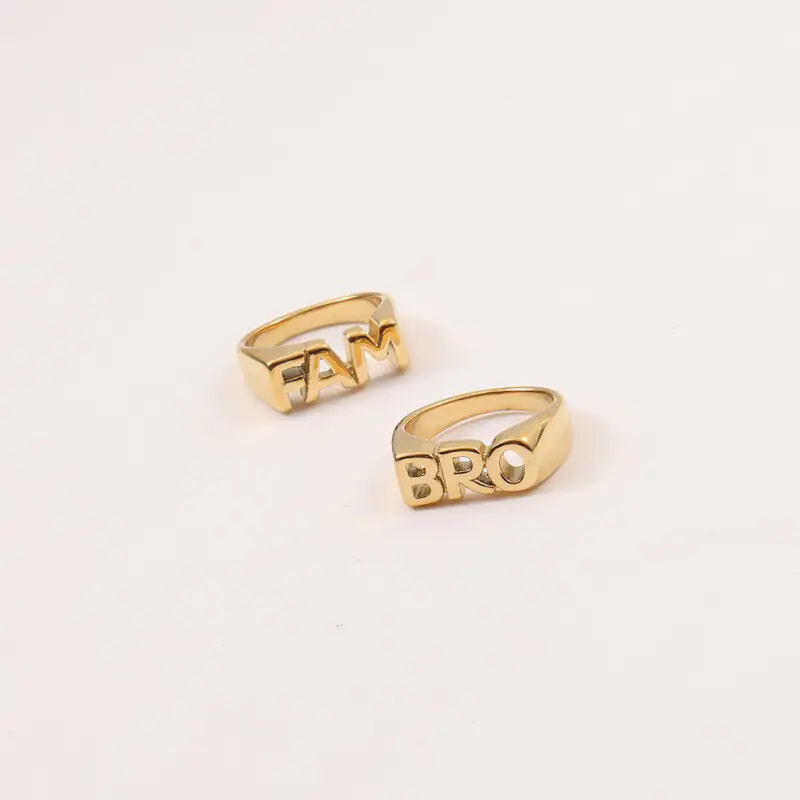Letter Seal Titanium Steel Plating 18K Gold Ring