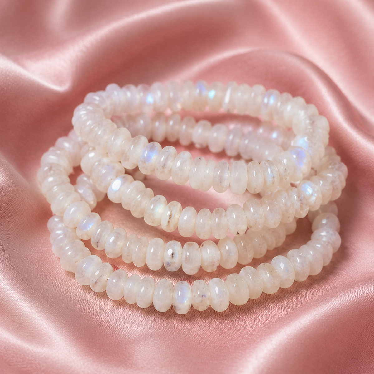 White Rainbow Moonstone Chip Bracelet (Growth and Compassion)