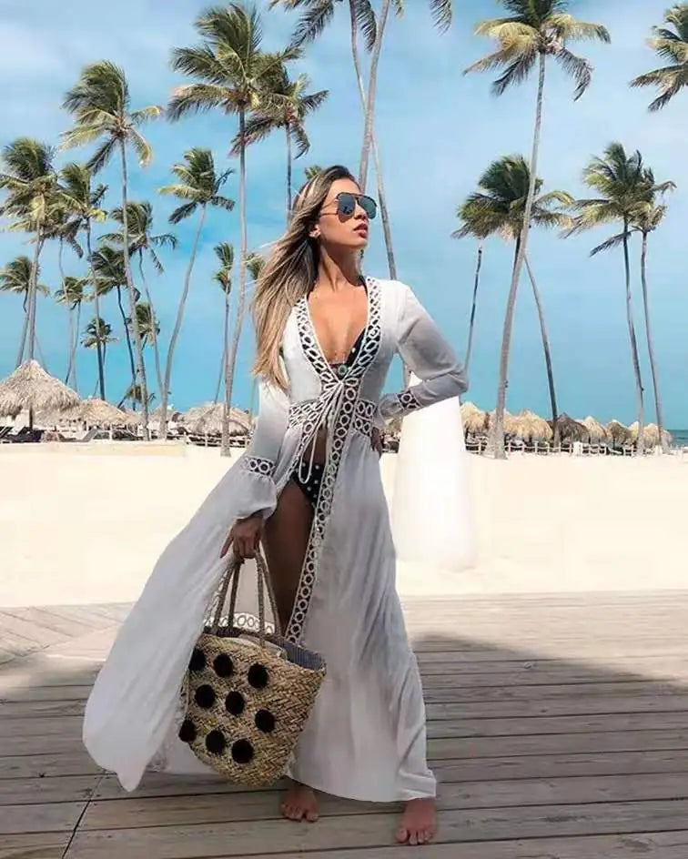 Beach Vacation Bikini Cover-Up Long Loose Dress Cardigan - 888