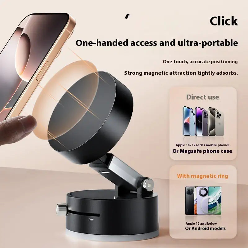 Foldable Magnetic Vacuum Car Phone Holder Foldable Suction Cup With Suction Cup Hands-Free Navigation For Smart Phone - US seller
