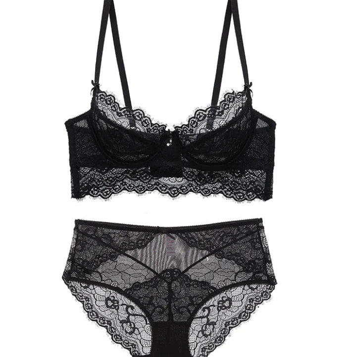 Lace Sexy Lingerie Set with Comfort Wireless Bra