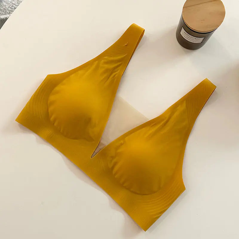 Sexy Soft Support Mesh Deep V Wireless Bra - Lingerie