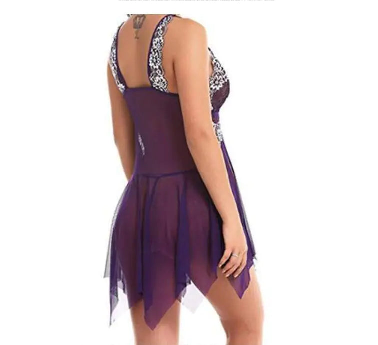 Midnight Charm Plus Size Lace Cami Dress Nightgown - Lingerie