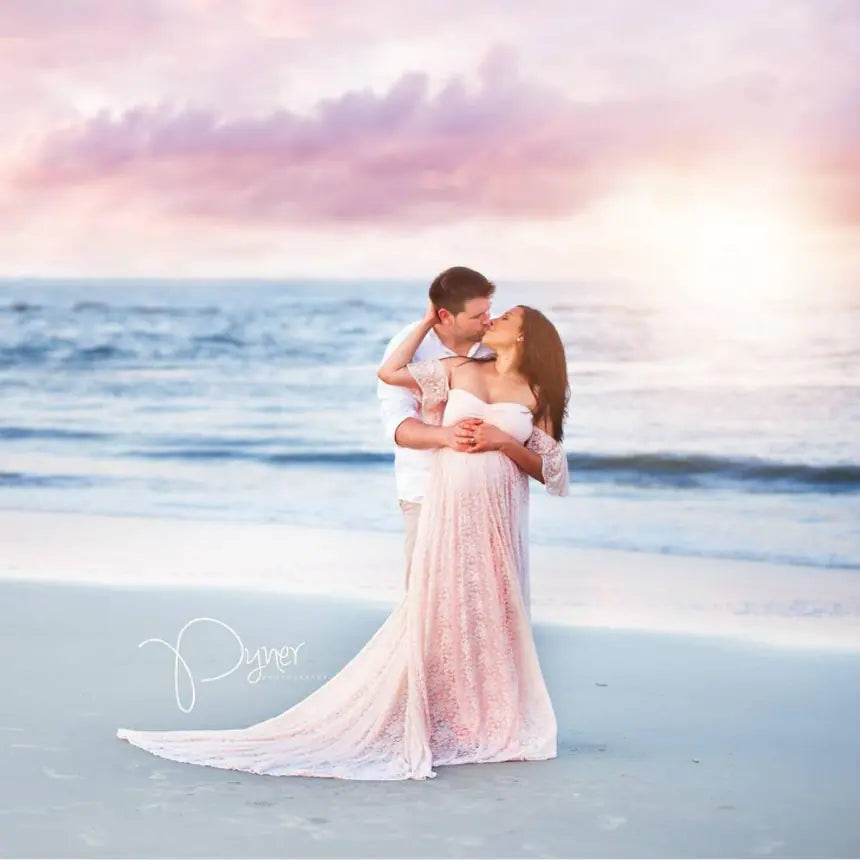 Maternity Photography Props Lace Wedding Dress Gown - 888