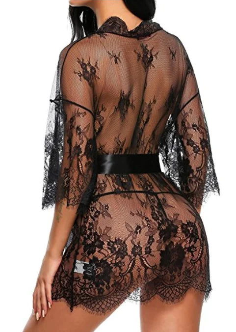 Lace Cardigan, Long Sleeve Nightgown, Lingerie Set