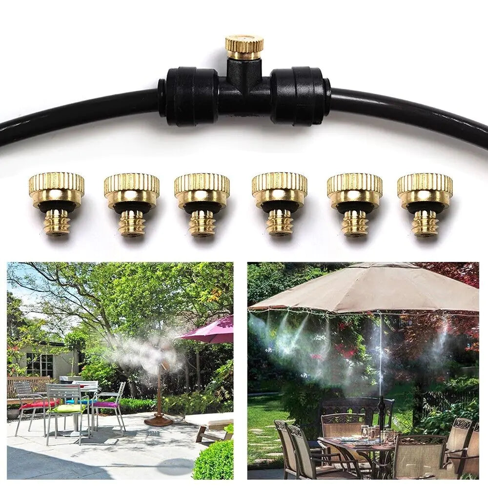 20x Brass Misting Nozzles Mister Sprinkler Outdoor Cooling System Garden Sprayer