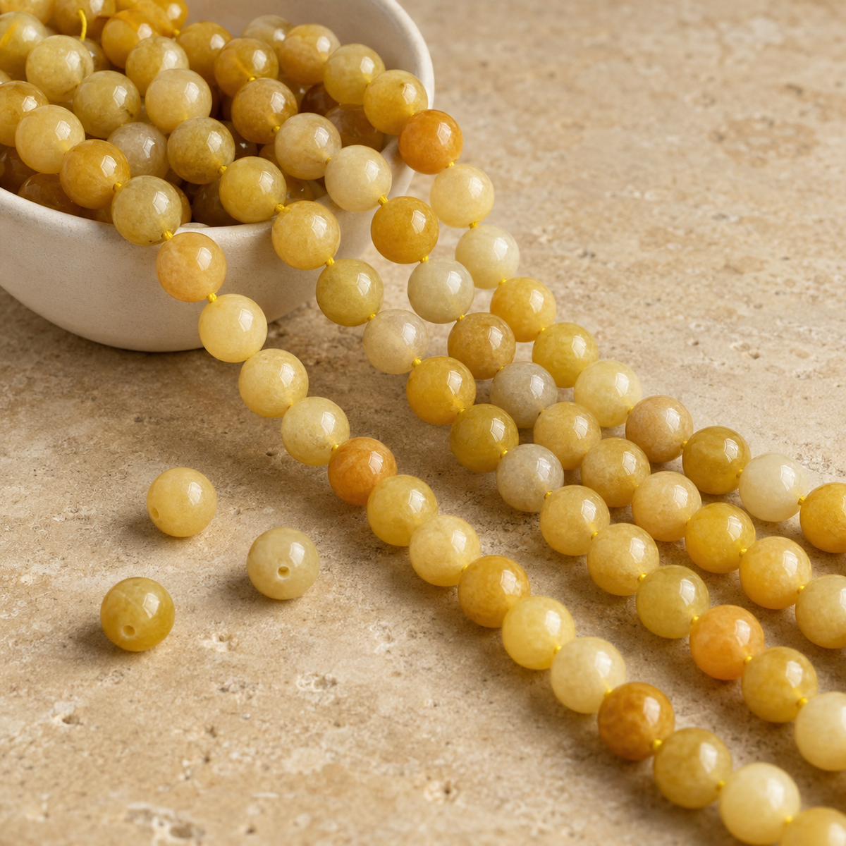Yellow Aventurine Beads, Natural Round Crystal Beads 6mm to 10mm