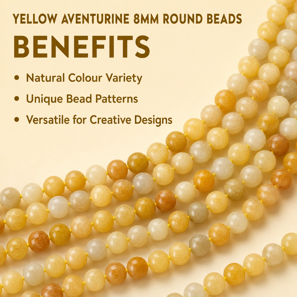 Yellow Aventurine Beads, Natural Round Crystal Beads 6mm to 10mm
