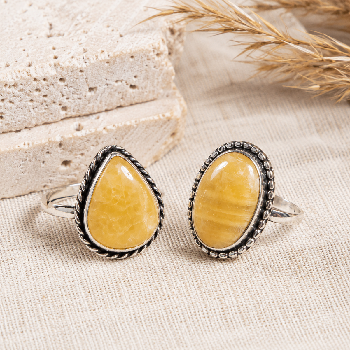 Yellow Aventurine rings – Gemstone rings Natural Crystal Healing Jewelry Collection
