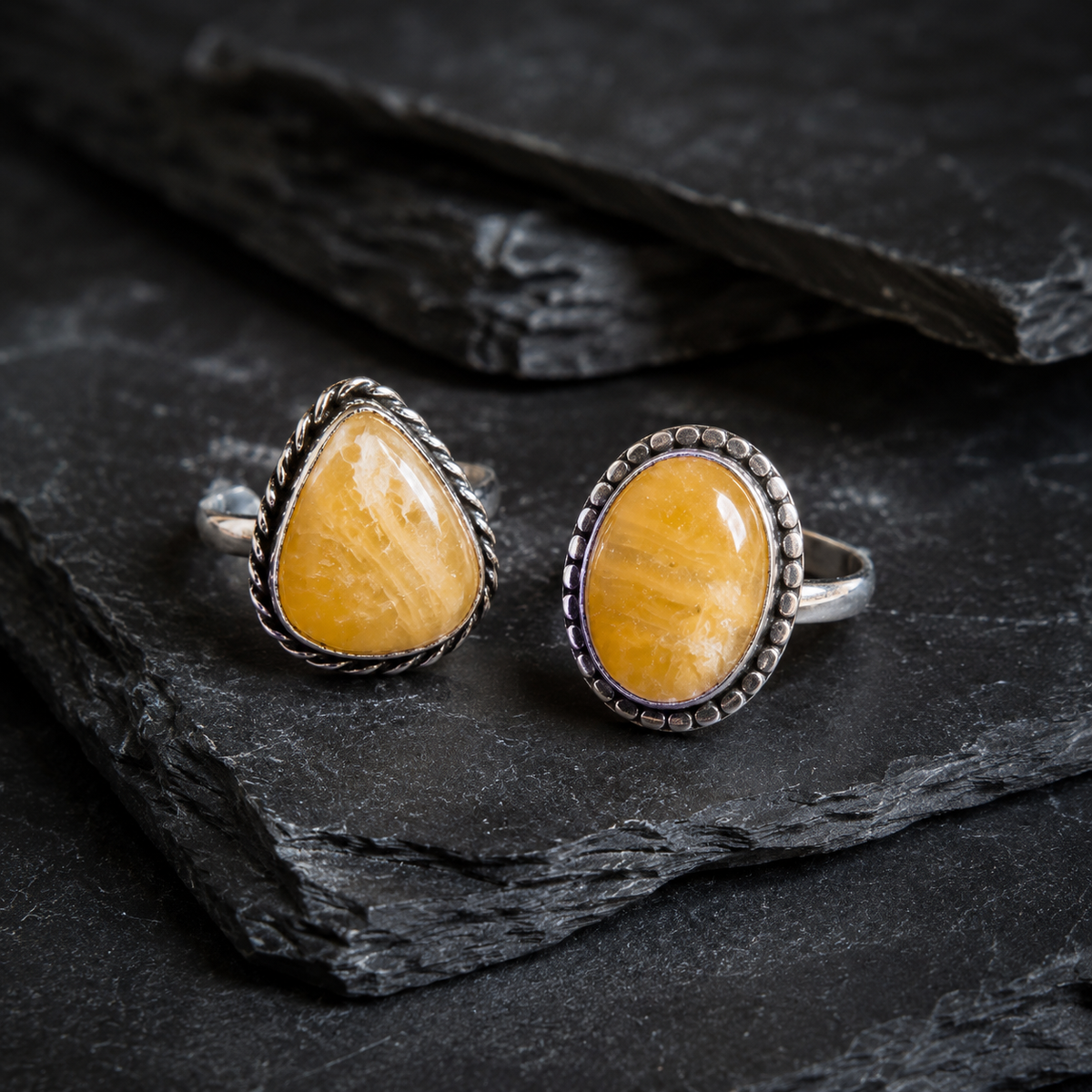 Yellow Aventurine rings – Gemstone rings Natural Crystal Healing Jewelry Collection