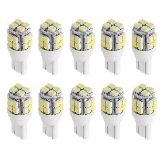 10Pcs 12V T10 LED Light Bulb Wedge Base Interior Dome Map LED Lights License Plate Trunk Side