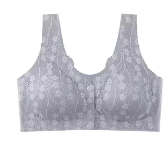 Plus Size Lace Trim Wireless Bra for Older Women - Lingerie