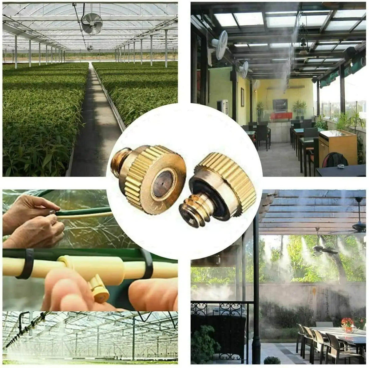 20x Brass Misting Nozzles Mister Sprinkler Outdoor Cooling System Garden Sprayer