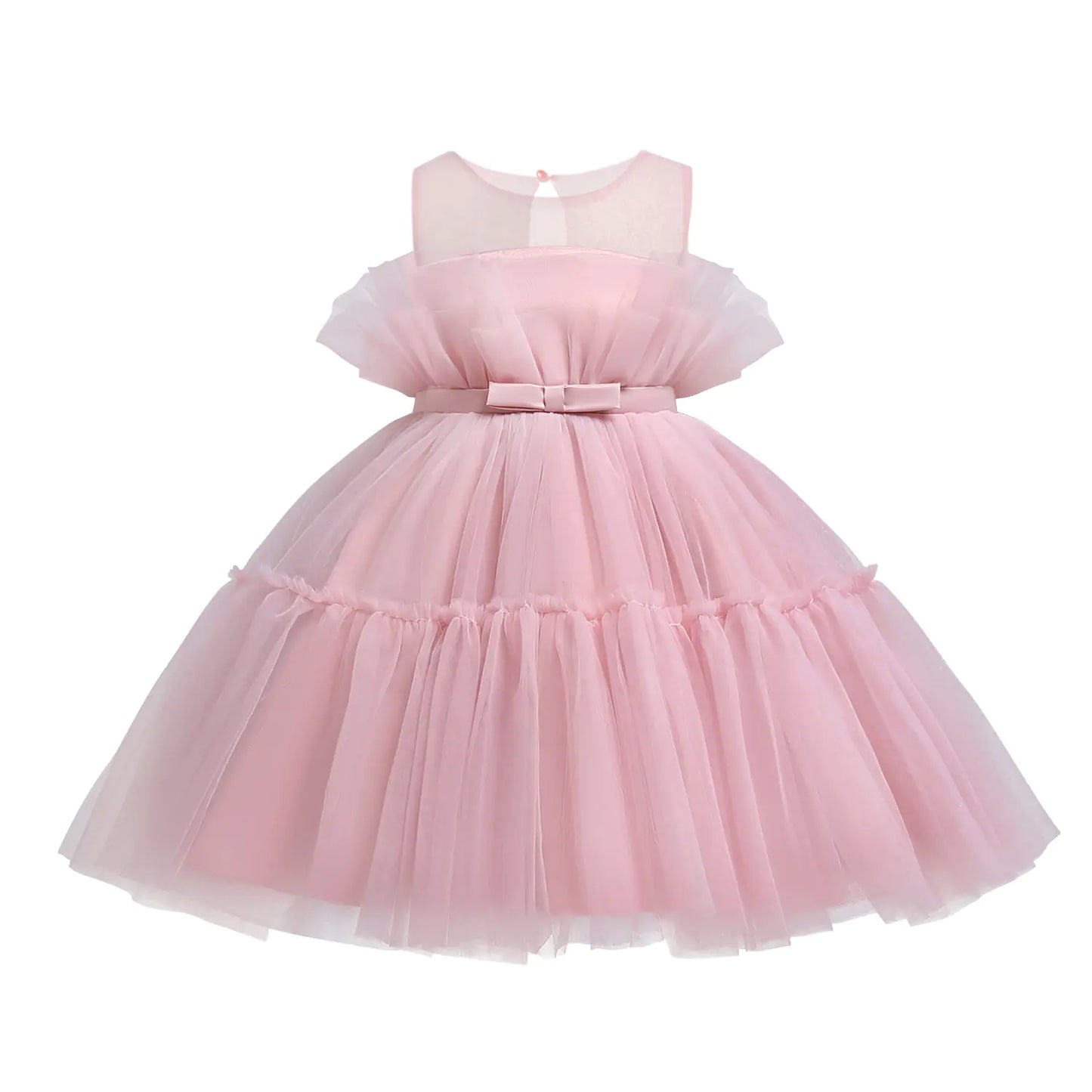 Korean Style Mesh Princess Dress with Bow Tutu Skirt - 888