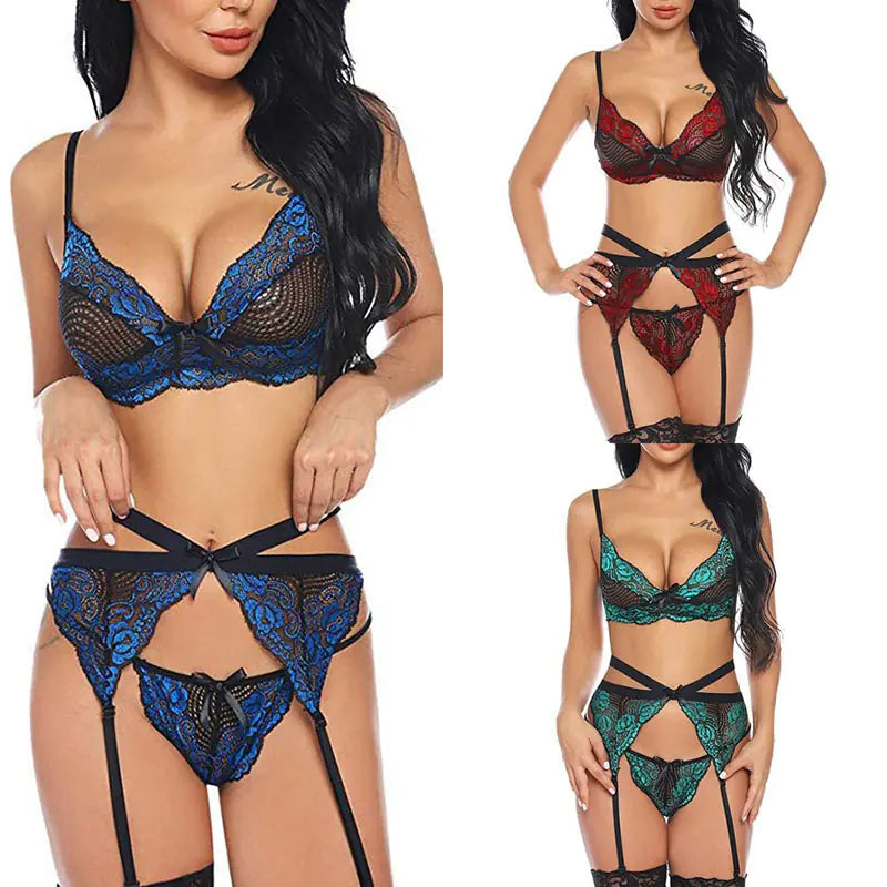 Lace Sexy Lingerie Set for Women Three-Piece