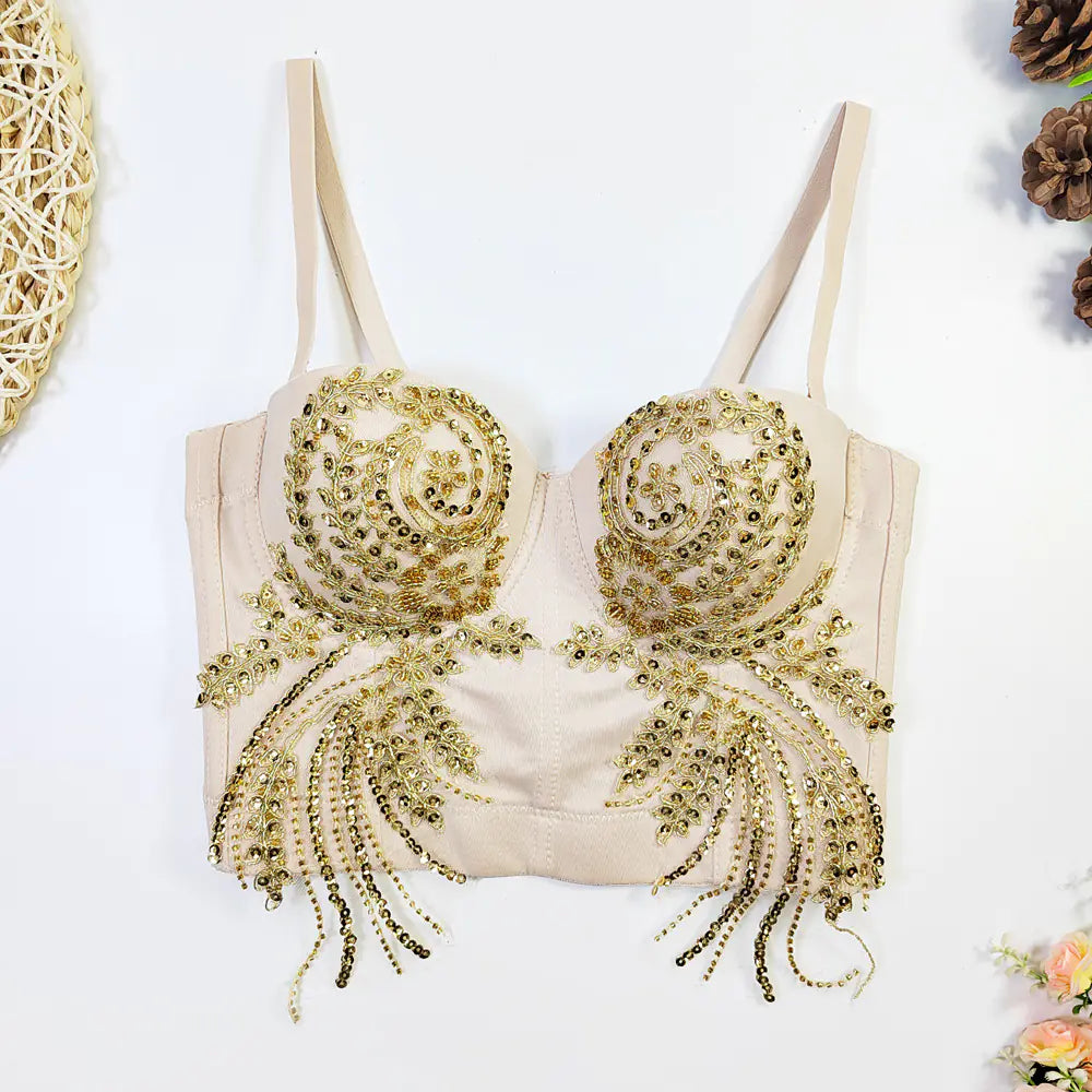 French Style Bra with Removable Straps and Embroidery - Lingerie