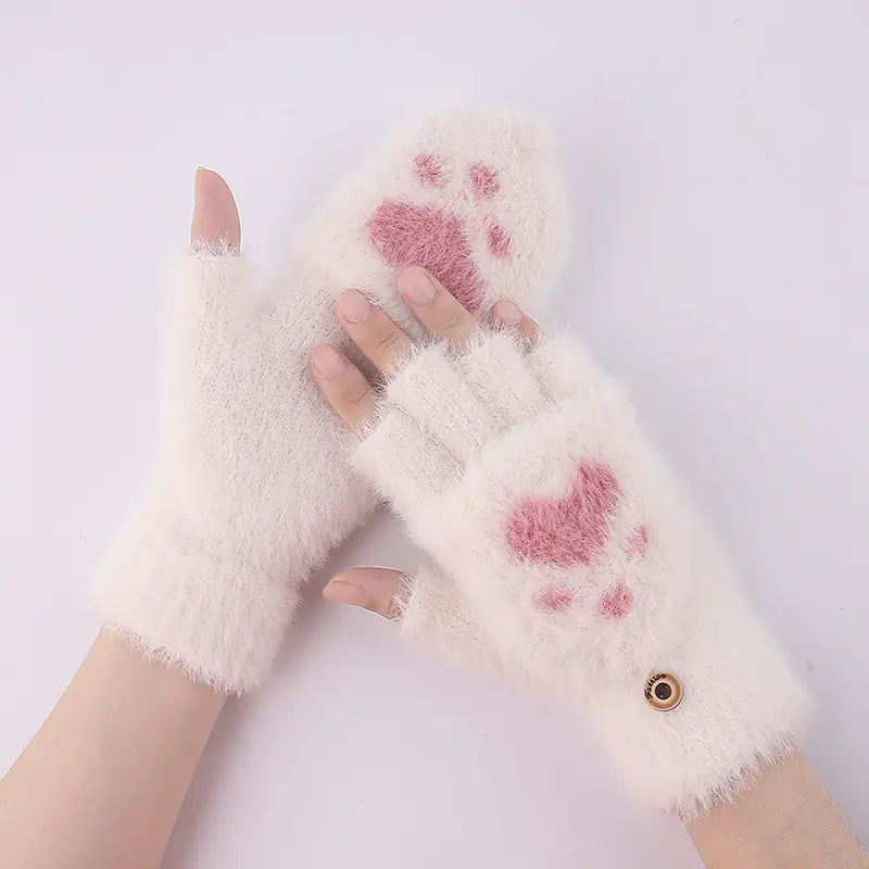 Winter Cat Claw Knit Gloves - 888