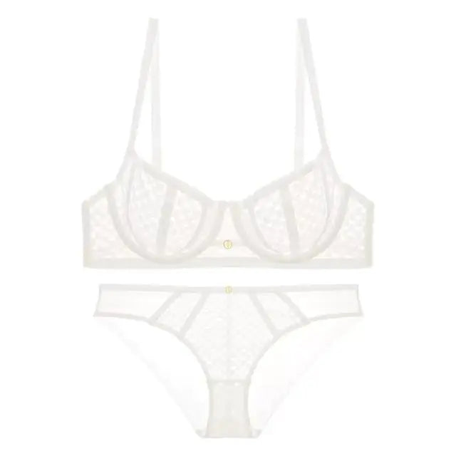 Ultra-Thin Contrast Color Lace Bra Set for Summer - Lingerie