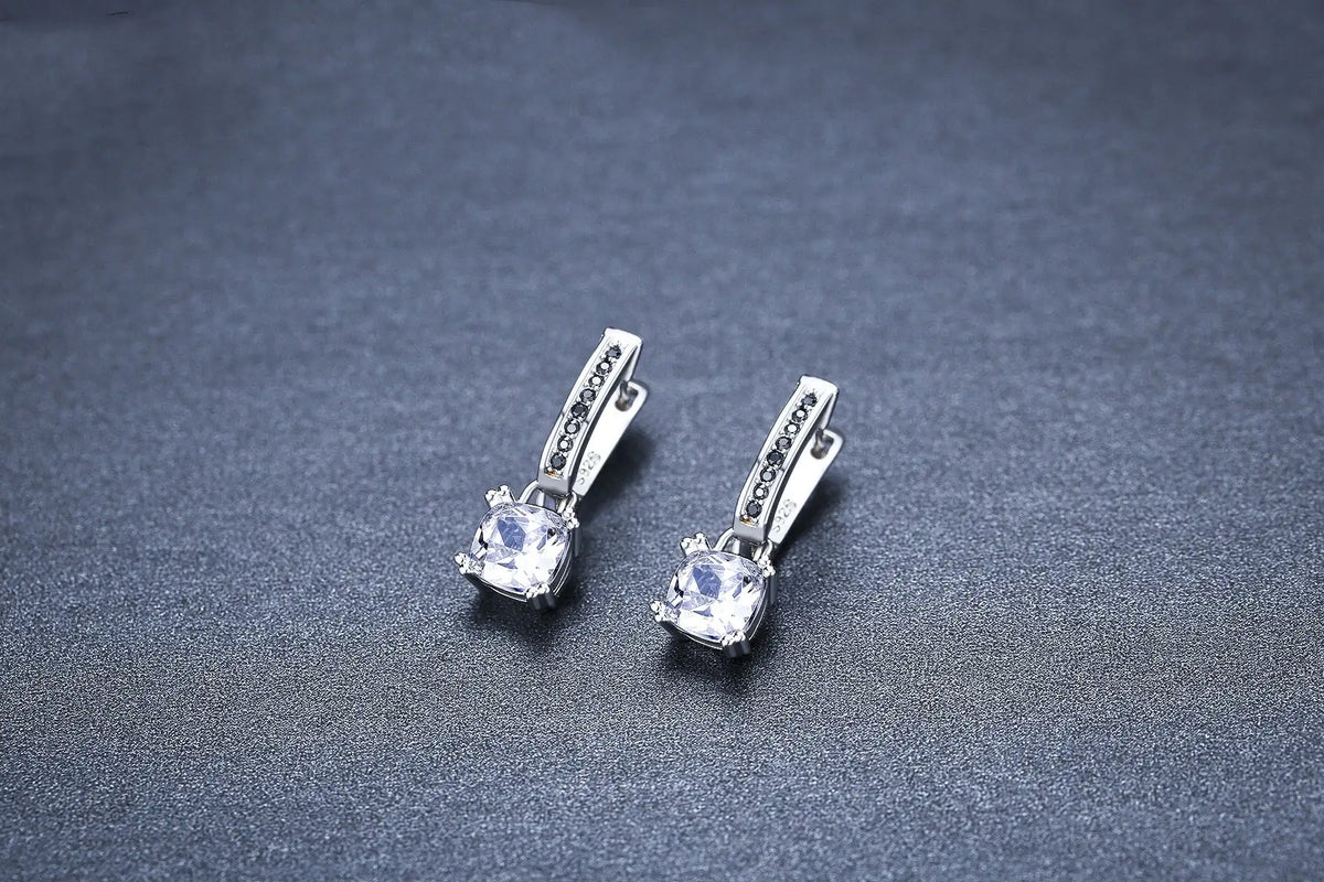 Inlaid Copper-plated Square Zircon Earrings