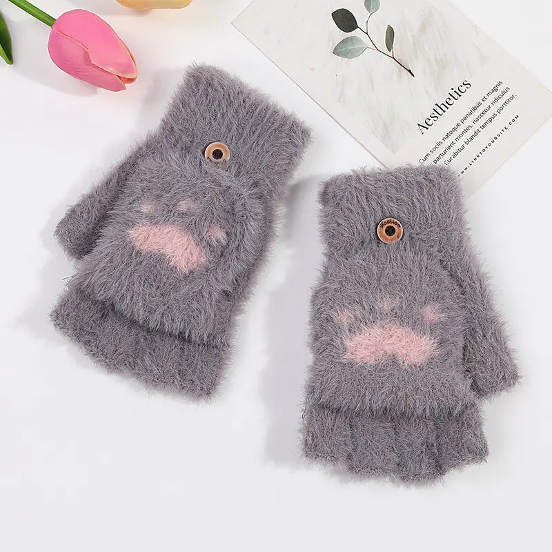 Winter Cat Claw Knit Gloves - 888