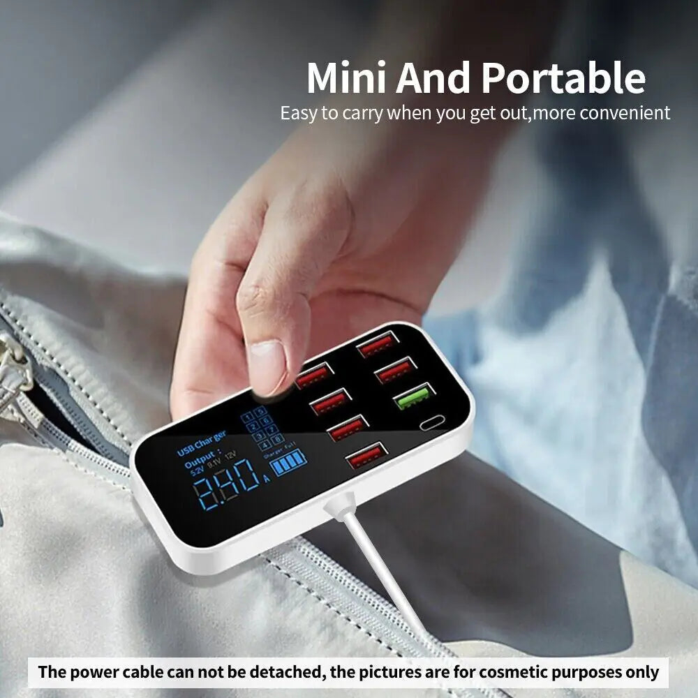 Multi USB 8-Port Fast Desktop Hub Wall Charger Charging Station Quick Charge 3.0