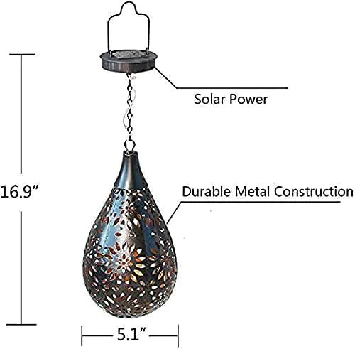 Solar Outdoor Daisy Iron Pendant Light with LED Projection - 888