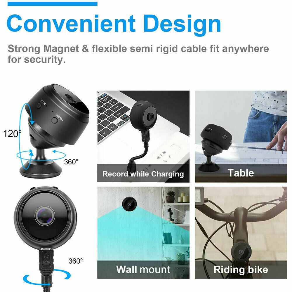Mini Wireless Camera WiFi IP Home Security DVR Night Vision HD USB 1080P