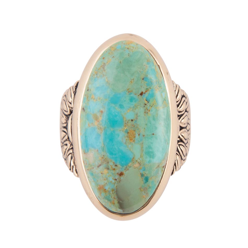 Agave Genuine Blue Turquoise Golden Ring