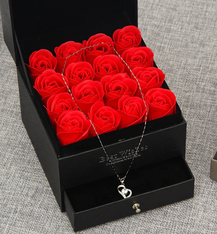 Square Drawer Gift Box for Valentine's Day, Necklace Box
