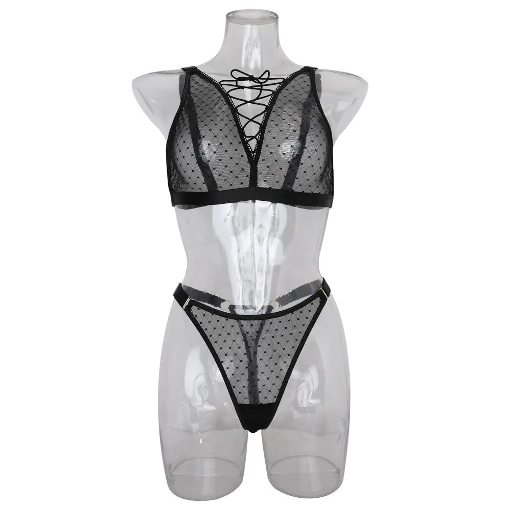 Lace Backless Lingerie Set with No Steel Ring