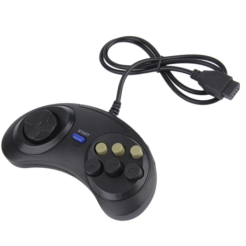 2X 6 Button Game Pad Controller For SEGA Genesis Black Old School Classic New -Us seller