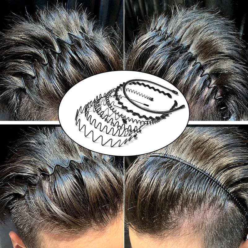 6Pcs Metal Hair Headband Wave Style Hoop Band Comb Sports Hairband Men Women US seller