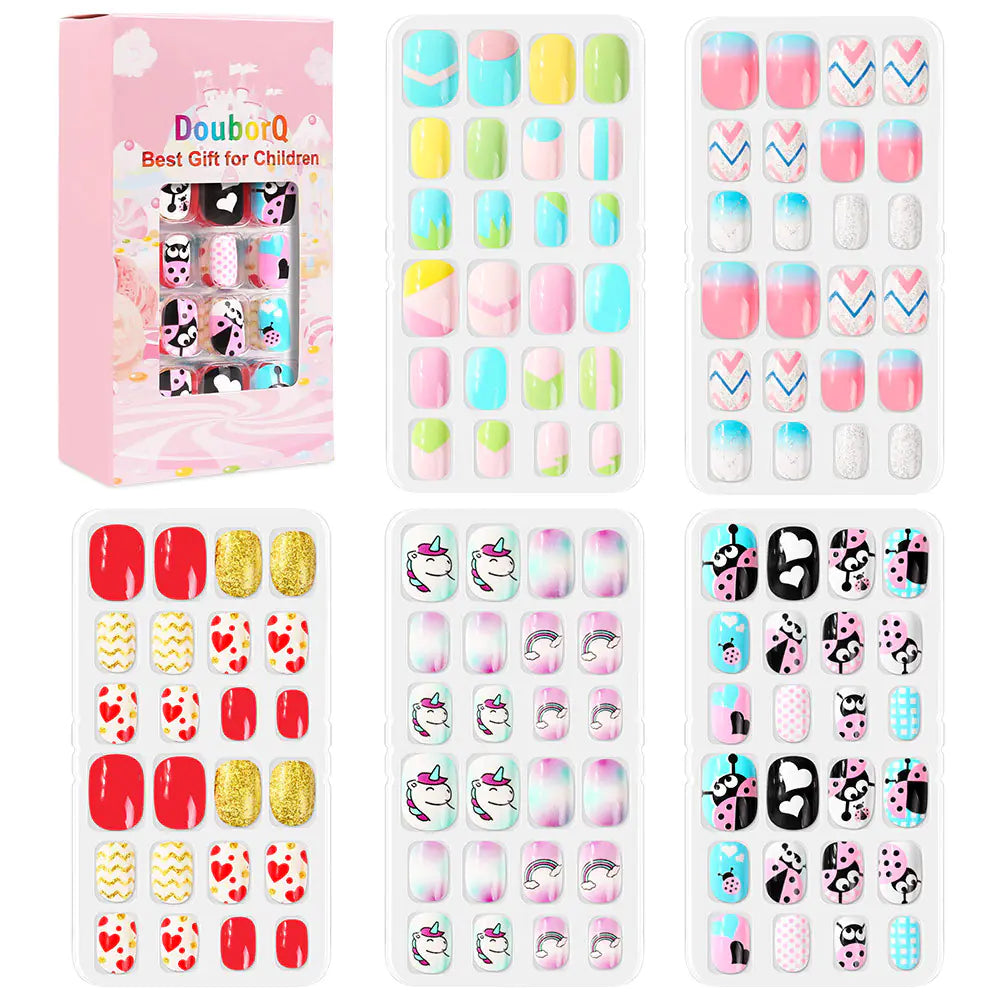 120-Piece Cute Kids Nail Art Fake Nail Set